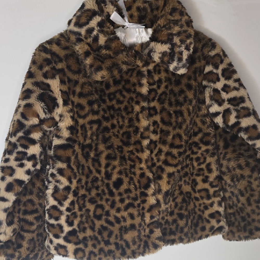 love, Fire Kids Leopard Faux Fur Jacket